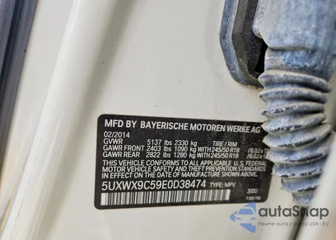 2014 BMW X3 xDrive28I из США, поврежденный, VIN 5UXWX9C59E0D38474